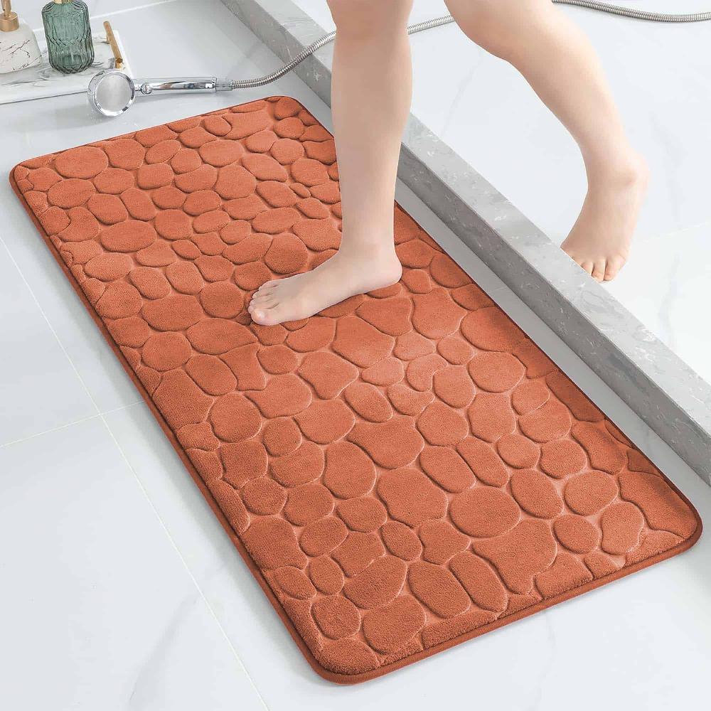 evideco Memory Foam Runner Bath Mat Copper Pebble Design 48×18 Bathroom Mats & Rugs Bath Mat Runners