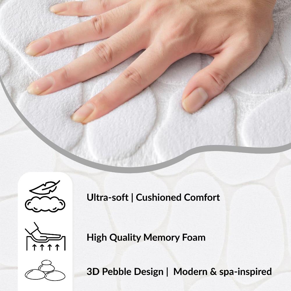 Evideco Memory Foam Runner Bath Mat White Pebble Design 48×18 Bathroom Mats & Rugs Bath Mat Runners