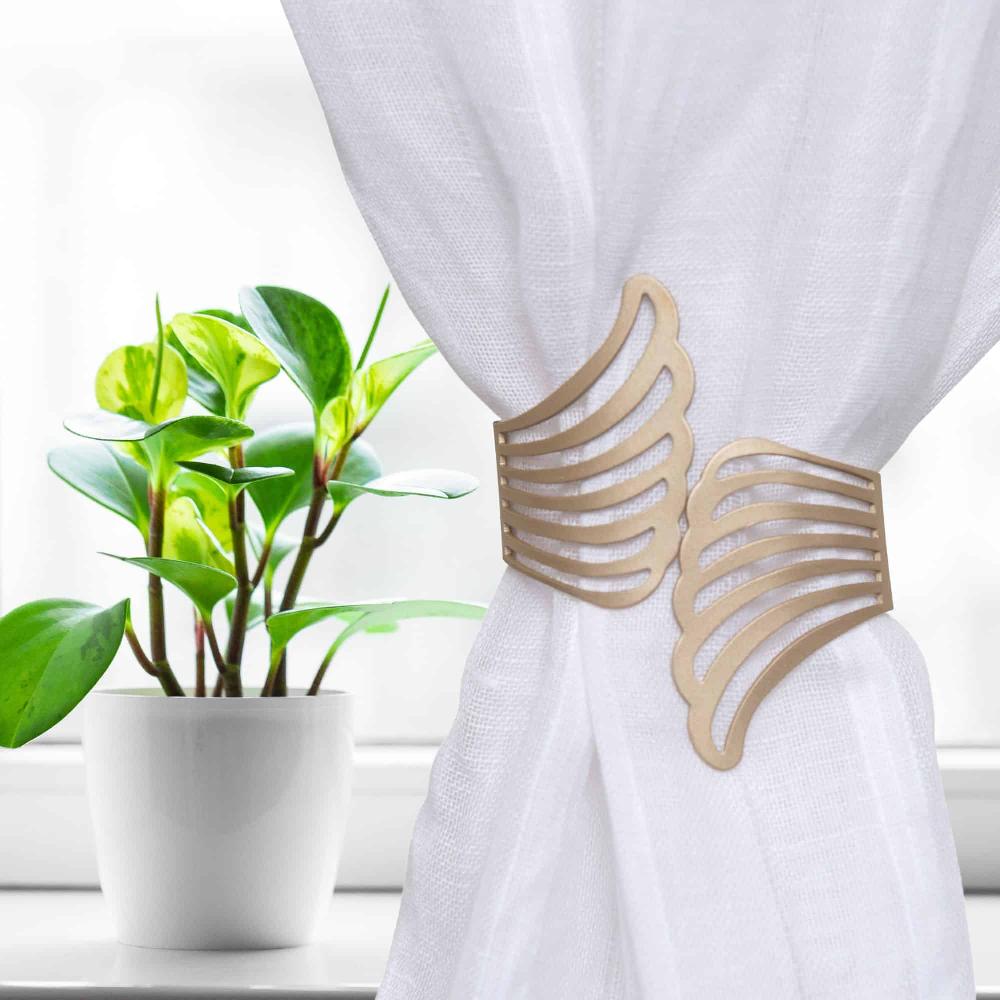 evideco Metal Wings Curtain Tieback – Elegant and Durable Design – Gold Home Accessories Tie Backs & Magnets Cuff Tie Backs Small Tie Backs For Window Sheers