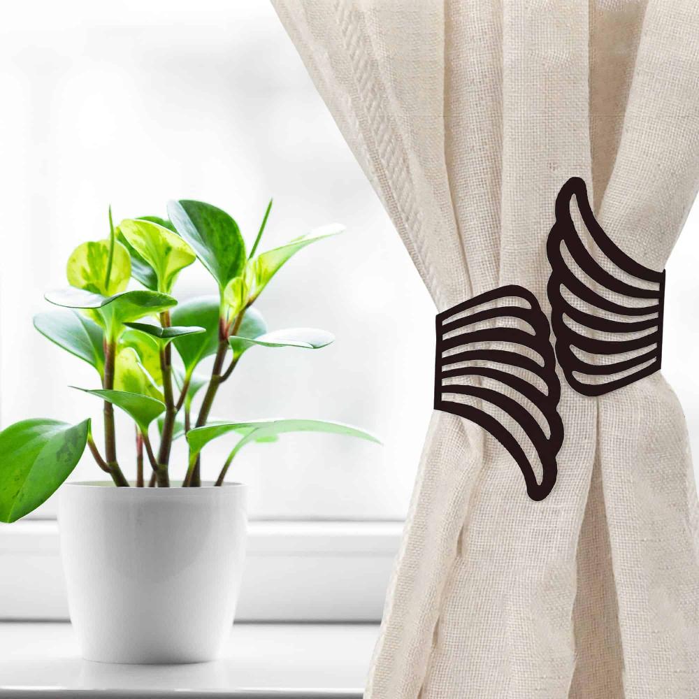 Evideco Metal Wings Curtain Tieback – Elegant And Durable Design – Black Home Accessories Tie Backs & Magnets Cuff Tie Backs Small Tie Backs For Window Sheers