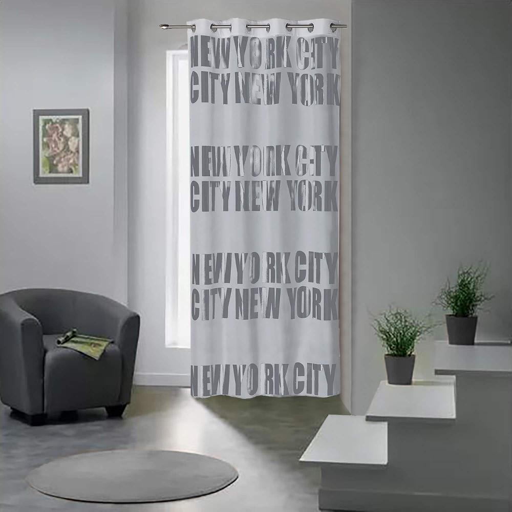 evideco Metropolitan Light Gray Blackout Curtain – Sleek NYC Typography Energy-Efficient Room Darkening Drapery 102×55 Inch Home Accessories Window Curtains Printed Blackout Curtains