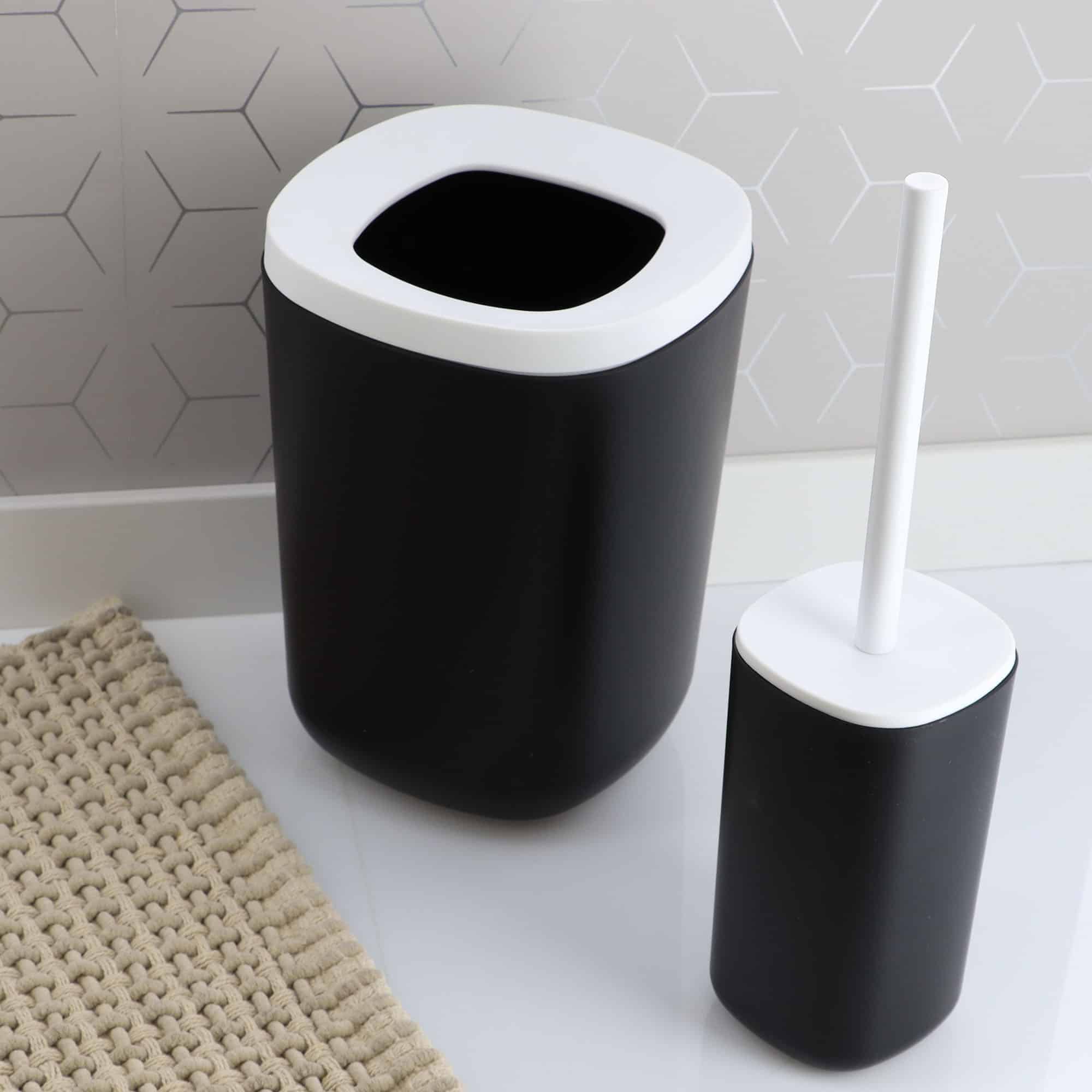 Evideco Modern 6-Piece Bathroom Accessory Set – Includes Trash Bin Soap Dispenser Toothbrush Holder Tumbler Cup Toilet Brush Soap Dish Bathroom Accessories Bath Coordinate Sets