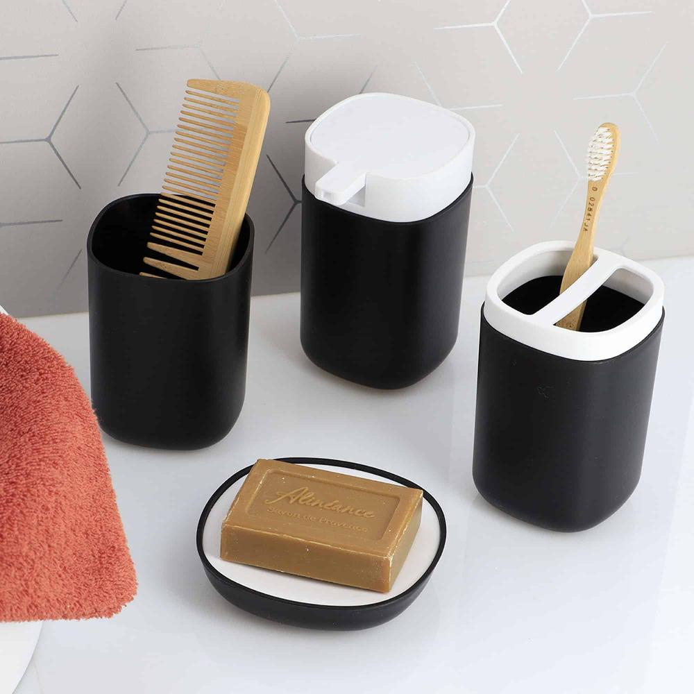 Evideco Modern 6-Piece Bathroom Accessory Set – Includes Trash Bin Soap Dispenser Toothbrush Holder Tumbler Cup Toilet Brush Soap Dish Bathroom Accessories Bath Coordinate Sets