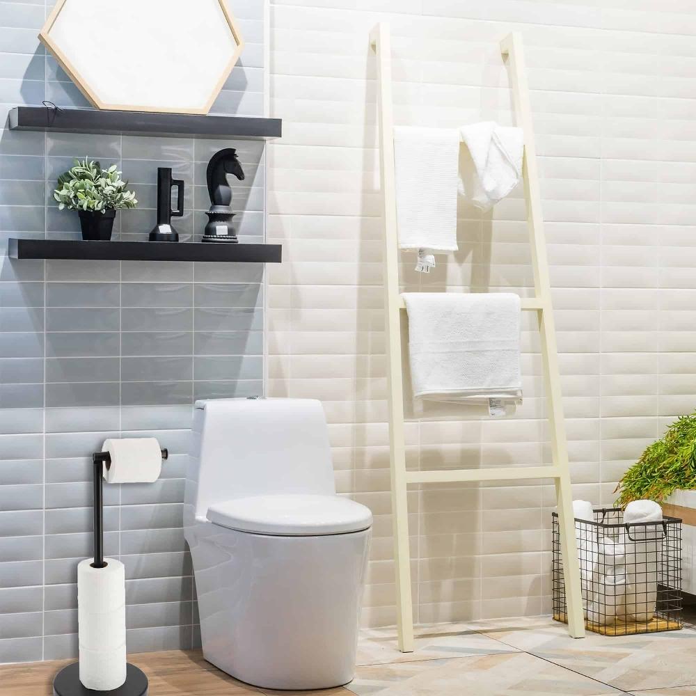 evideco Modern Black Freestanding Toilet Paper Dispenser and Reserve with Folding Arm for Compact Bathrooms Toilet Seats & Accessories Toilet Paper Holders & Dispensers