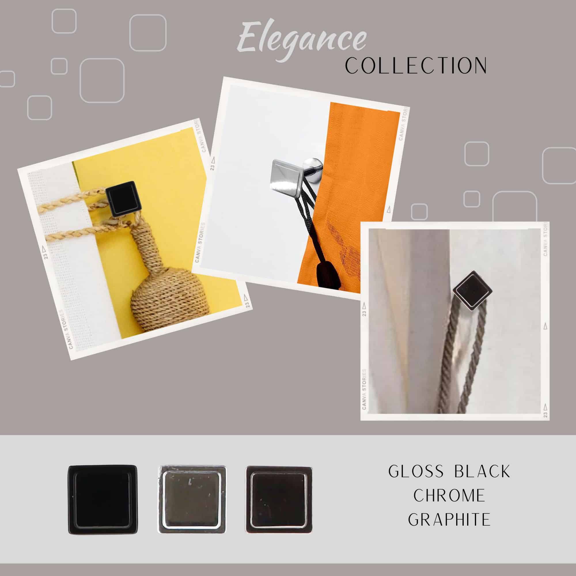 Evideco Modern Square Design Curtain Tieback Hooks – Set Of 2 Adhesive Metal Holdbacks For Window Treatment – Chrome Home Accessories Tie Backs & Magnets Metal Tie Backs Small Tie Backs For Window Sheers