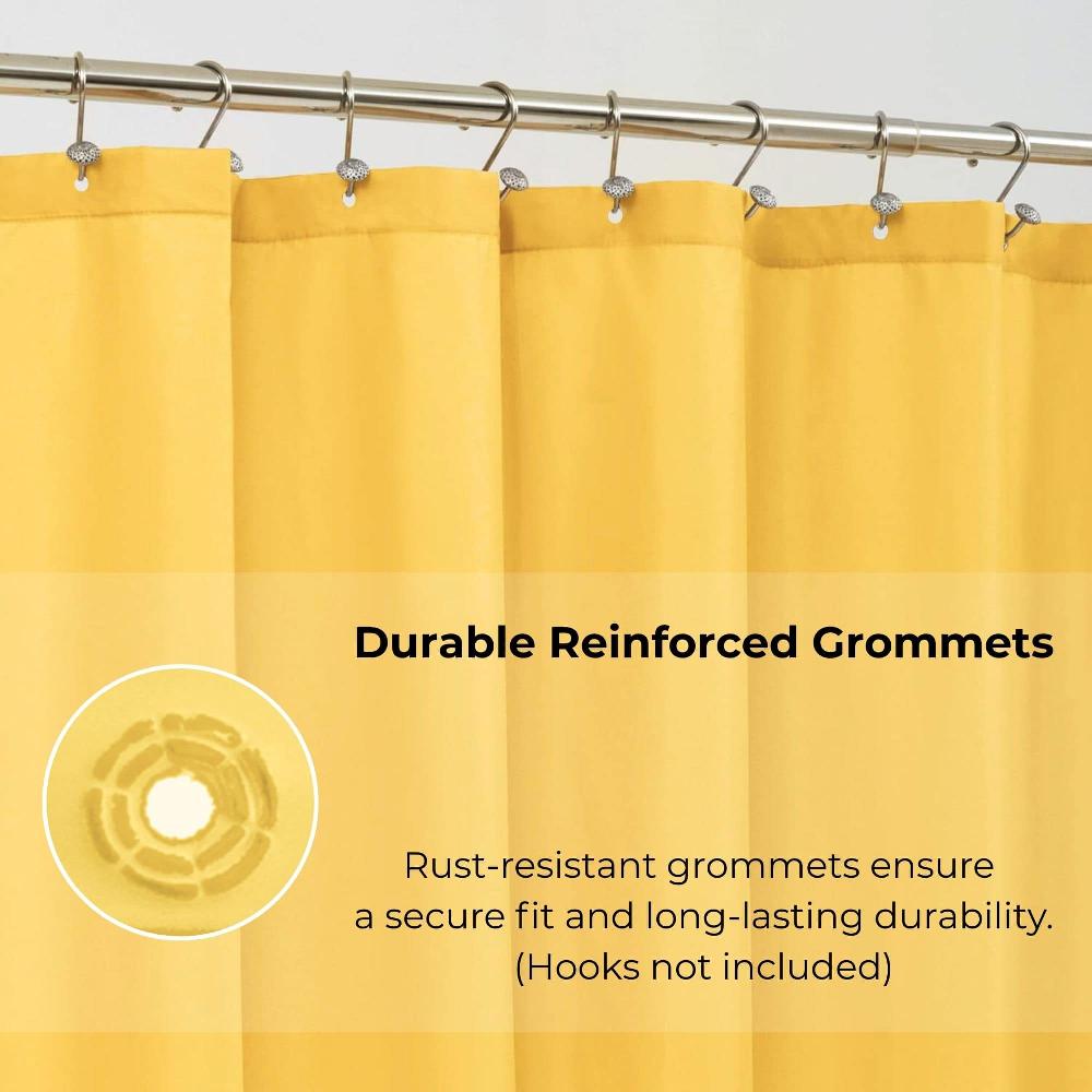 Evideco Mustard Yellow Extra Long Waterproof Shower Curtain Liner 71×79 Inches Shower Accessories Shower Curtains