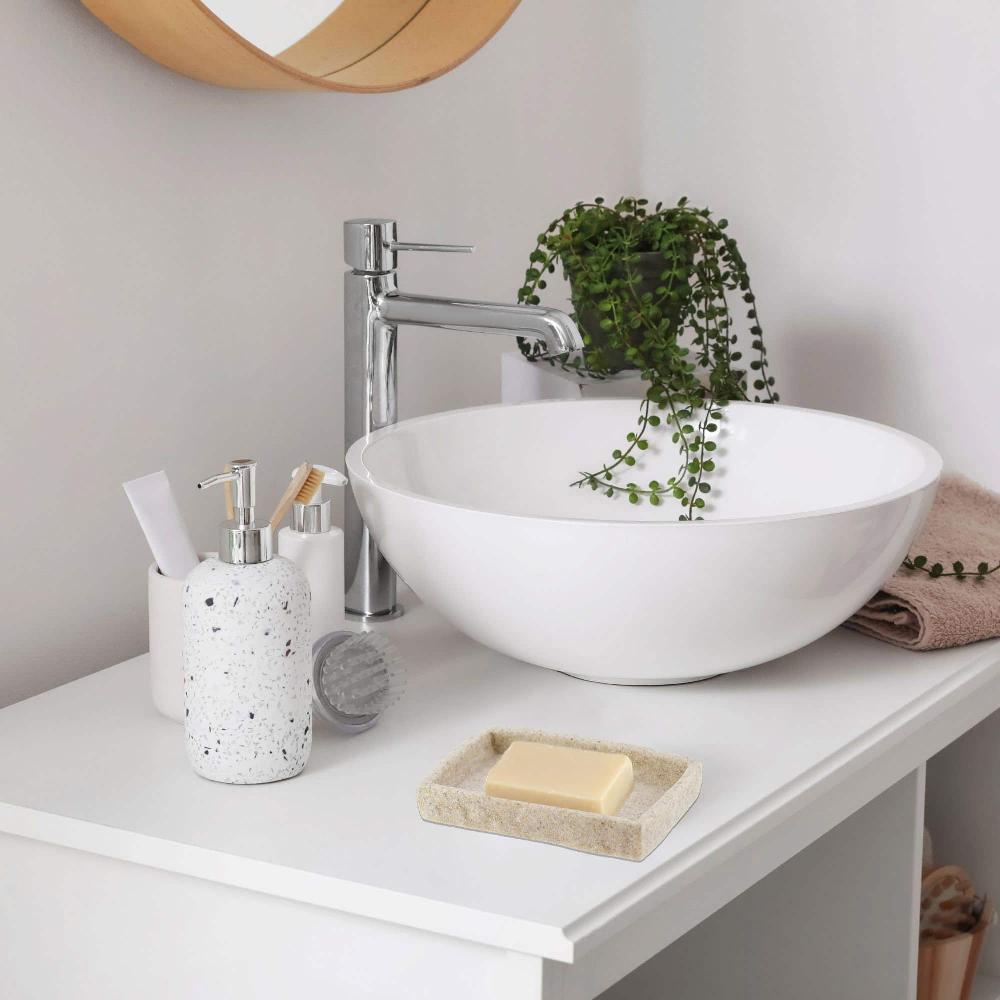 Evideco Natural Stone Effect Soap Dish Holder Cup Dispenser Tray Bathroom Accessories Soap Dishes