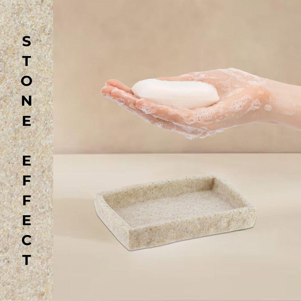 Evideco Natural Stone Effect Soap Dish Holder Cup Dispenser Tray Bathroom Accessories Soap Dishes