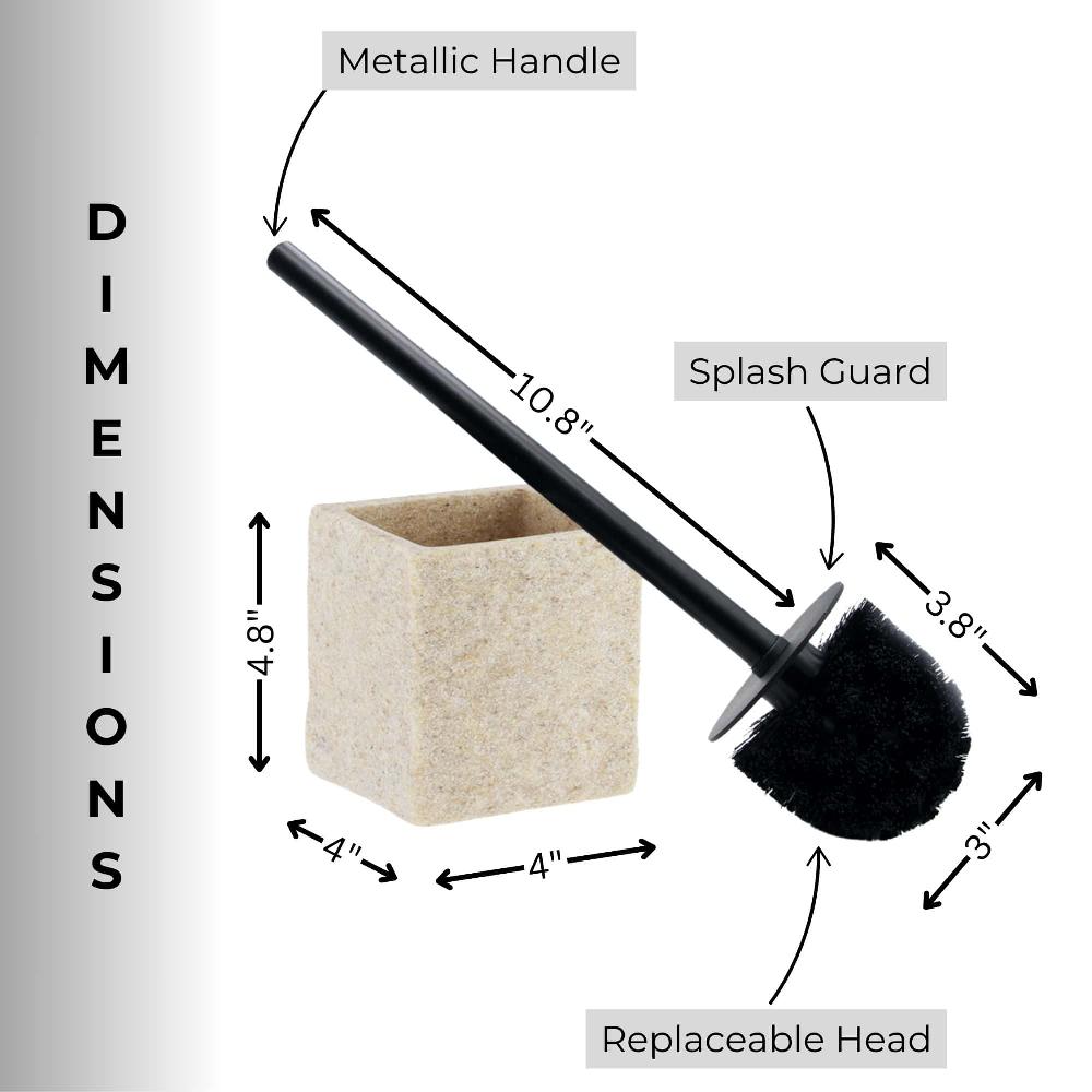 Evideco Natural Stone Effect Square Toilet Brush And Holder Set Toilet Seats & Accessories Toilet Brushes