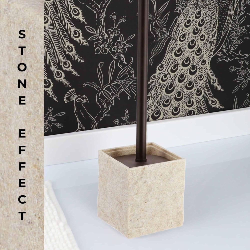 Evideco Natural Stone Effect Square Toilet Brush And Holder Set Toilet Seats & Accessories Toilet Brushes