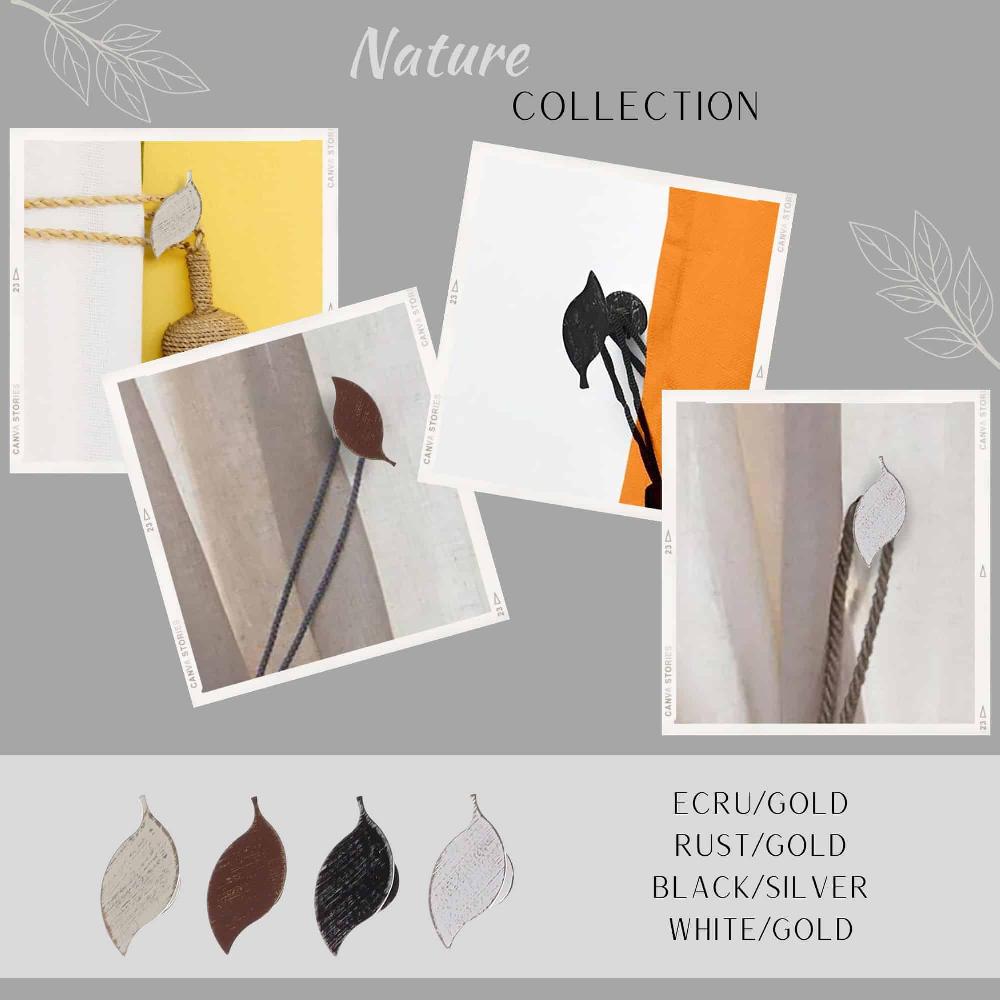 Evideco Nature-Inspired Leaf Curtain Tieback Hooks – Set Of 2 Adhesive Metal Holdbacks For Drapery – Black/Silver Home Accessories Tie Backs & Magnets Metal Tie Backs Small Tie Backs For Window Sheers