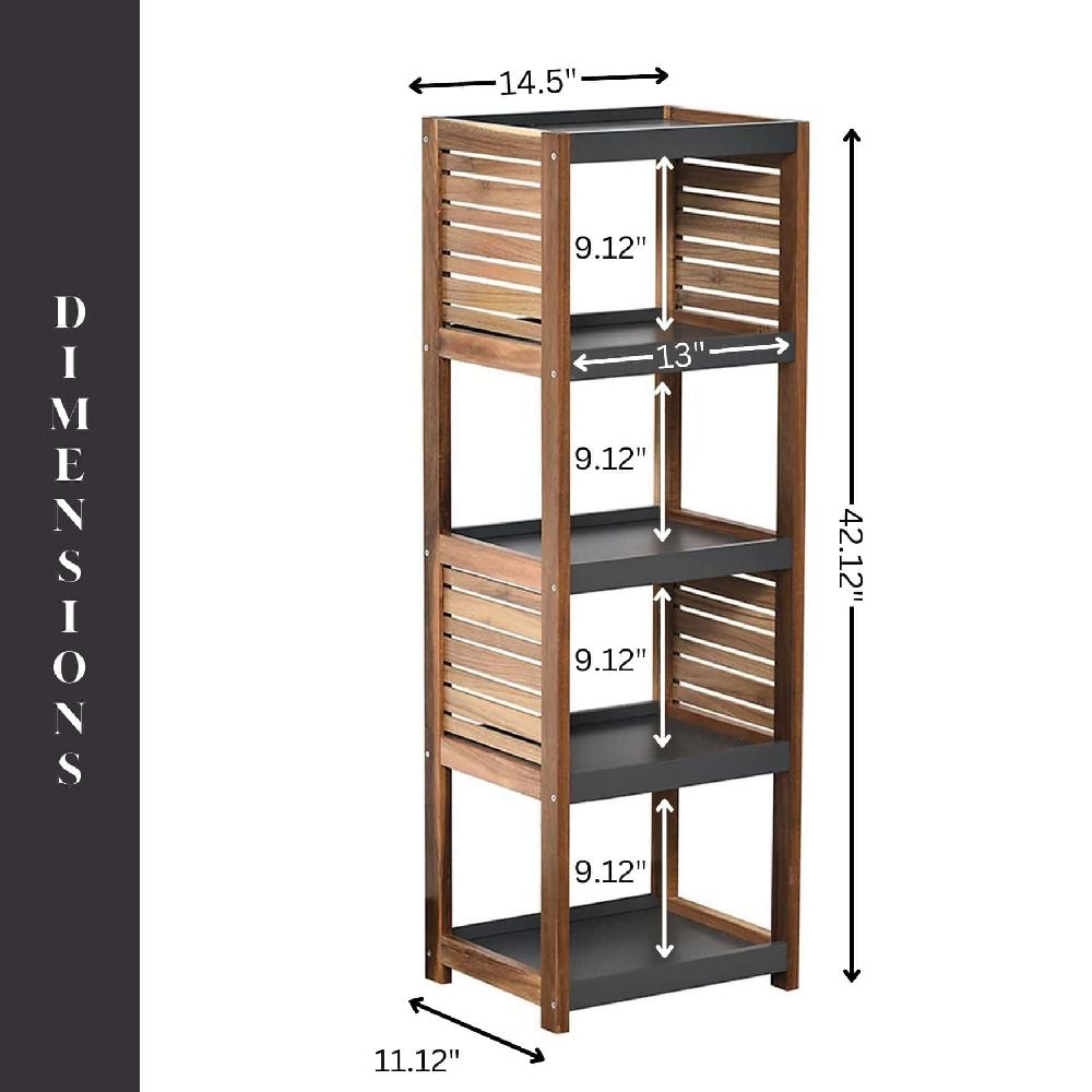 Evideco Open-Shelf Storage Unit With Vented Design Brown And Gray – Elements Collection Bathroom Storage & Furniture Floor Cabinets