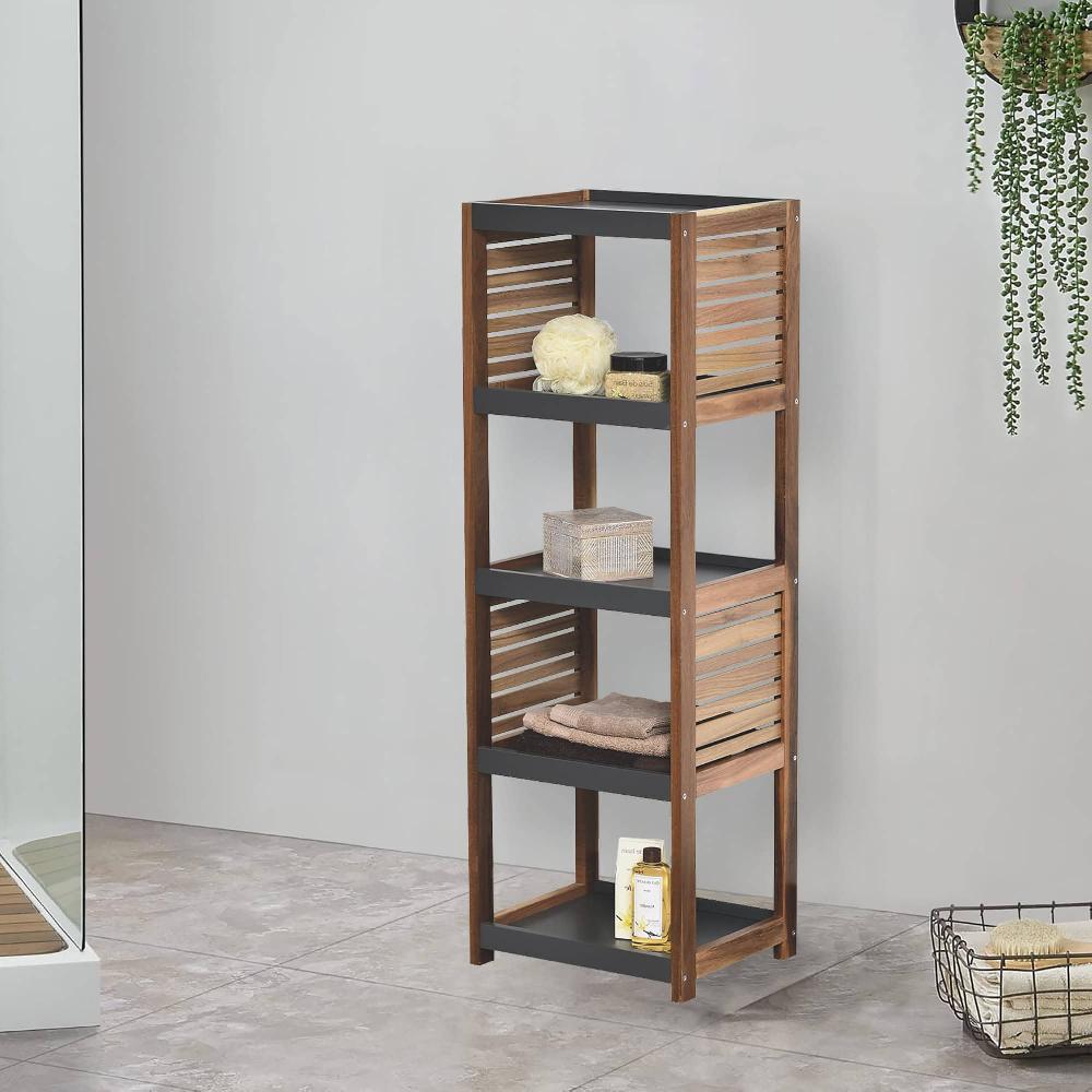 evideco Open-Shelf Storage Unit with Vented Design Brown and Gray – Elements Collection Bathroom Storage & Furniture Floor Cabinets