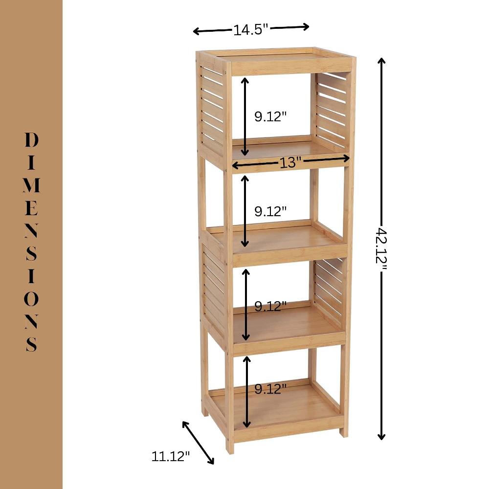 Evideco Open-Shelf Storage Unit With Vented Design Natural – Trinidad Collection Bathroom Storage & Furniture Floor Cabinets