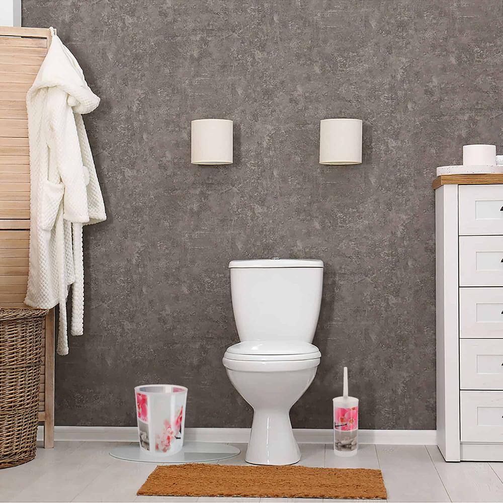 Evideco Orchid Bathroom Accessory Set – Decorative Plastic Waste Basket And Toilet Brush Bathroom Accessories Bath Coordinate Sets