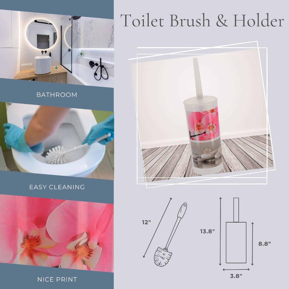 Evideco Orchid Toilet Brush And Holder – Decorative Plastic Bathroom Accessory Toilet Seats & Accessories Toilet Brushes