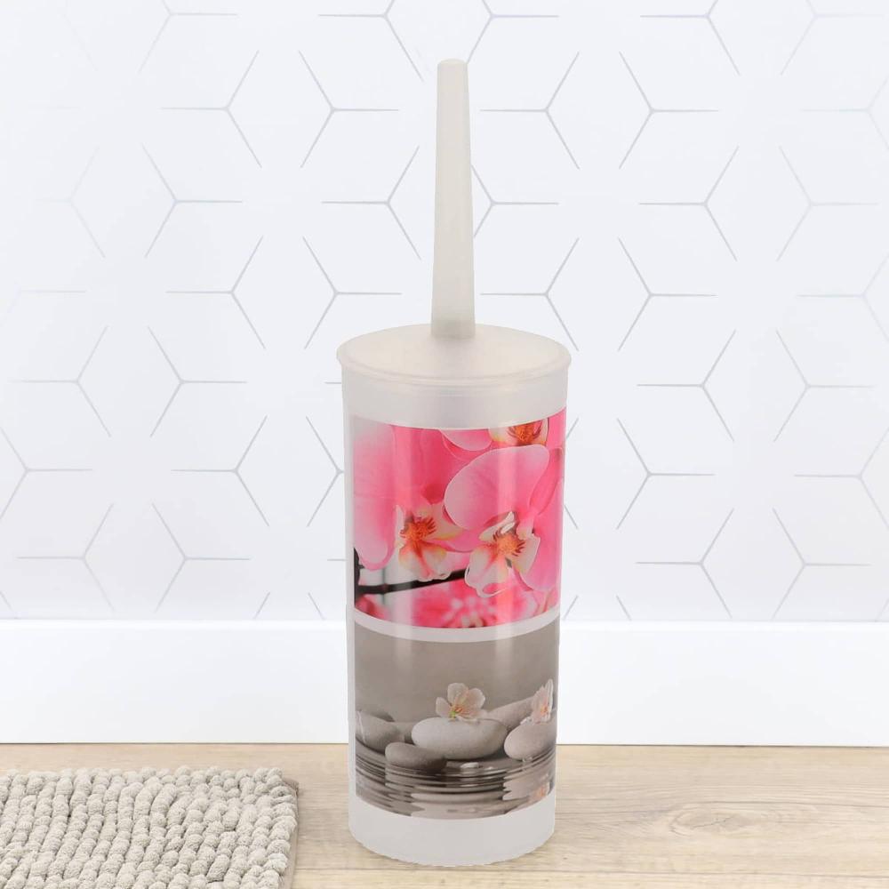 Evideco Orchid Toilet Brush And Holder – Decorative Plastic Bathroom Accessory Toilet Seats & Accessories Toilet Brushes