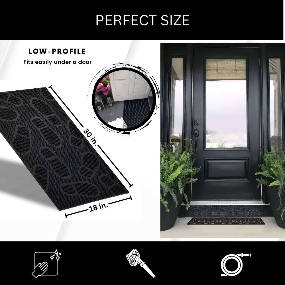 Evideco Outdoor Front Door Mat 30×18 Rubber Shoeprint Home Accessories Door Mats Outdoor