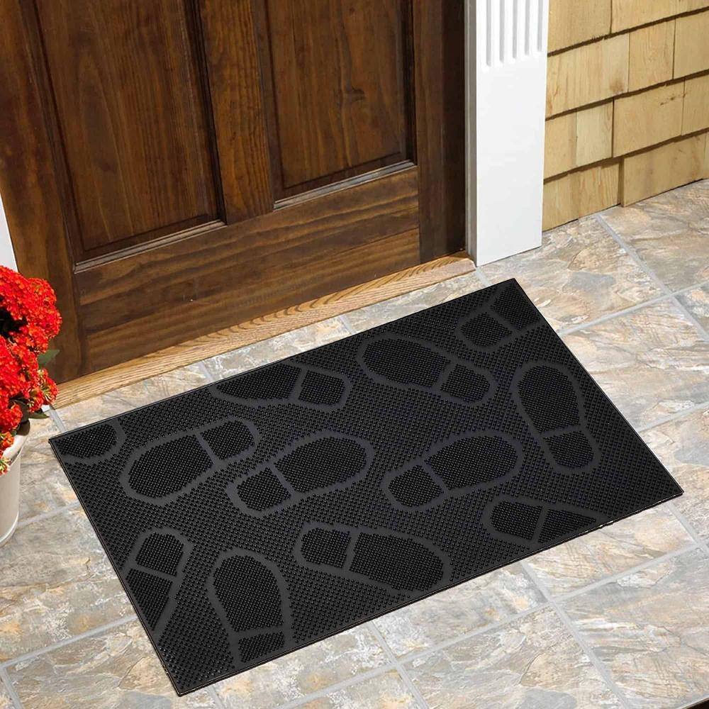 Evideco Outdoor Front Door Mat 30×18 Rubber Shoeprint Home Accessories Door Mats Outdoor