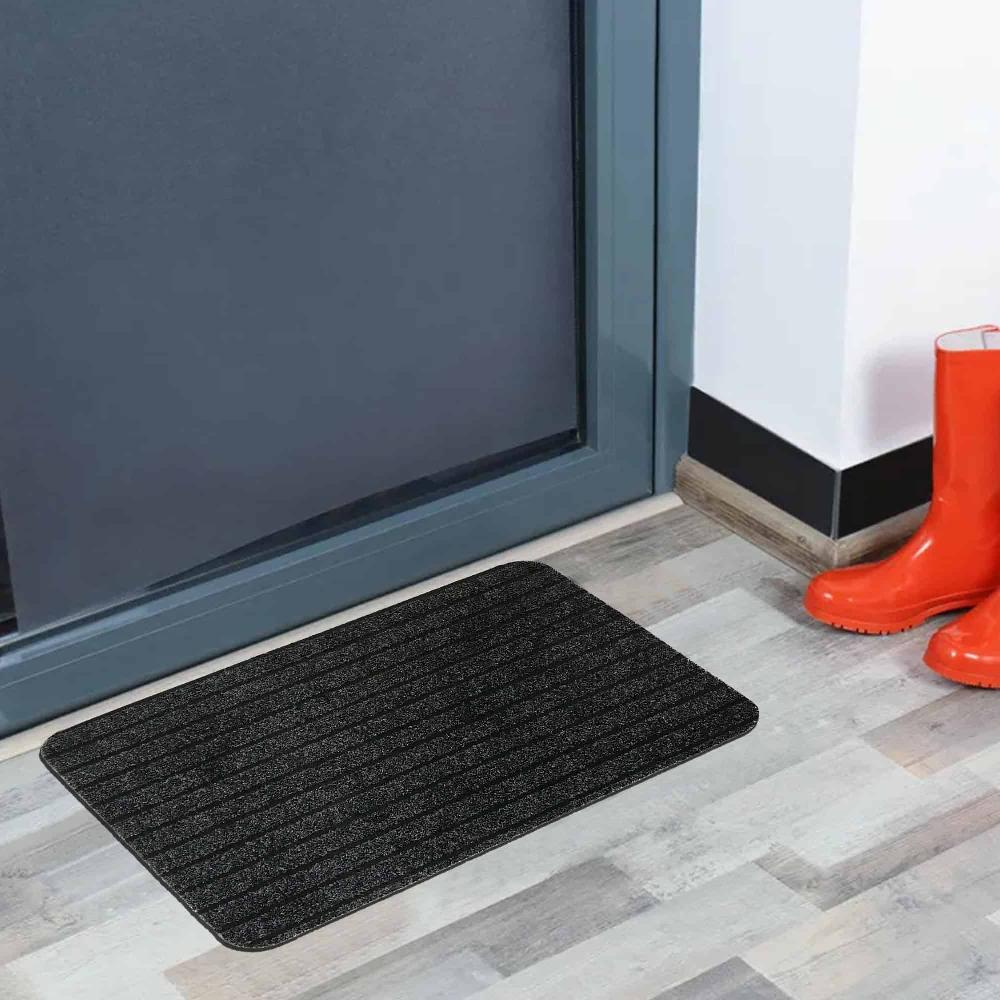 Evideco Outdoor Front Door Mat Chloe Polypropylene Latex Rug 24×16 Anthracite Grey Home Accessories Door Mats Outdoor