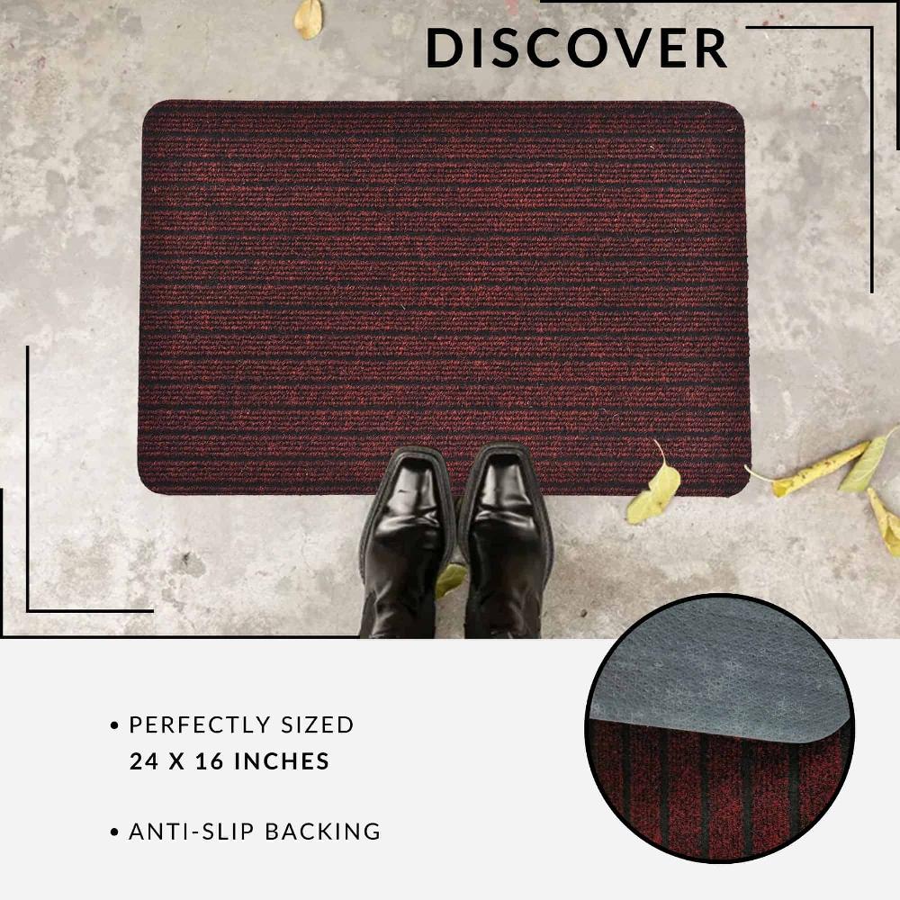 Evideco Outdoor Front Door Mat Chloe Polypropylene Latex Rug 24×16 Maroon Home Accessories Door Mats Outdoor