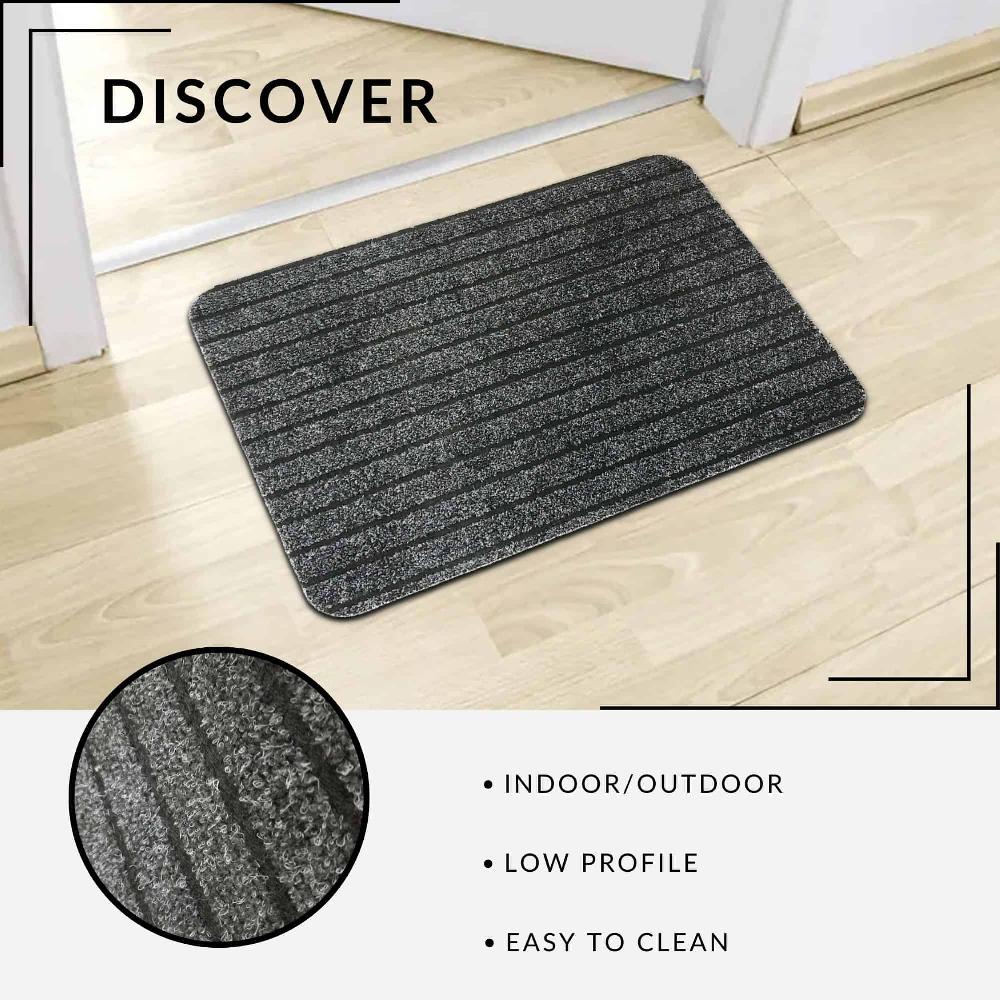 Evideco Outdoor Front Door Mat Chloe Polypropylene Latex Rug 24×16 Grey Home Accessories Door Mats Outdoor