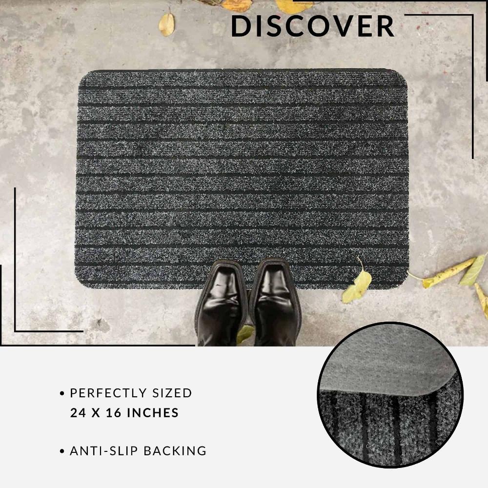 Evideco Outdoor Front Door Mat Chloe Polypropylene Latex Rug 24×16 Grey Home Accessories Door Mats Outdoor