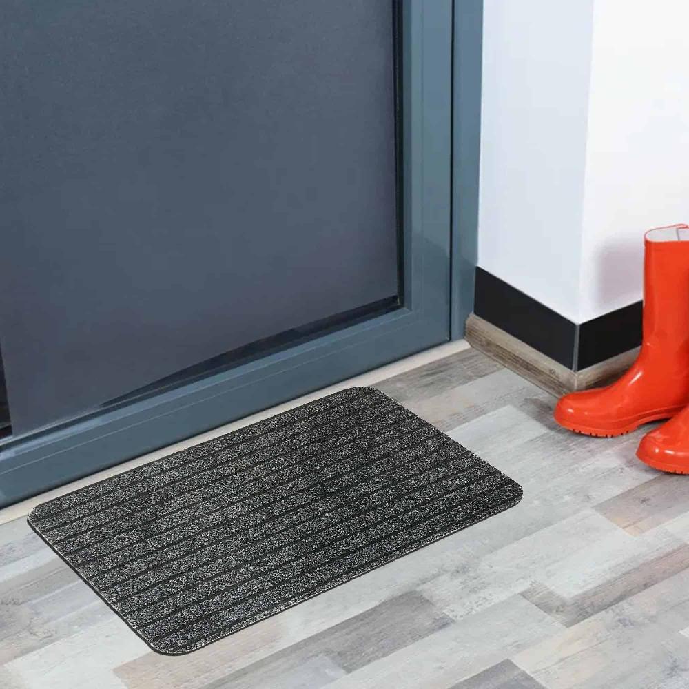 evideco Outdoor Front Door Mat Chloe Polypropylene Latex Rug 24×16 Grey Home Accessories Door Mats Outdoor