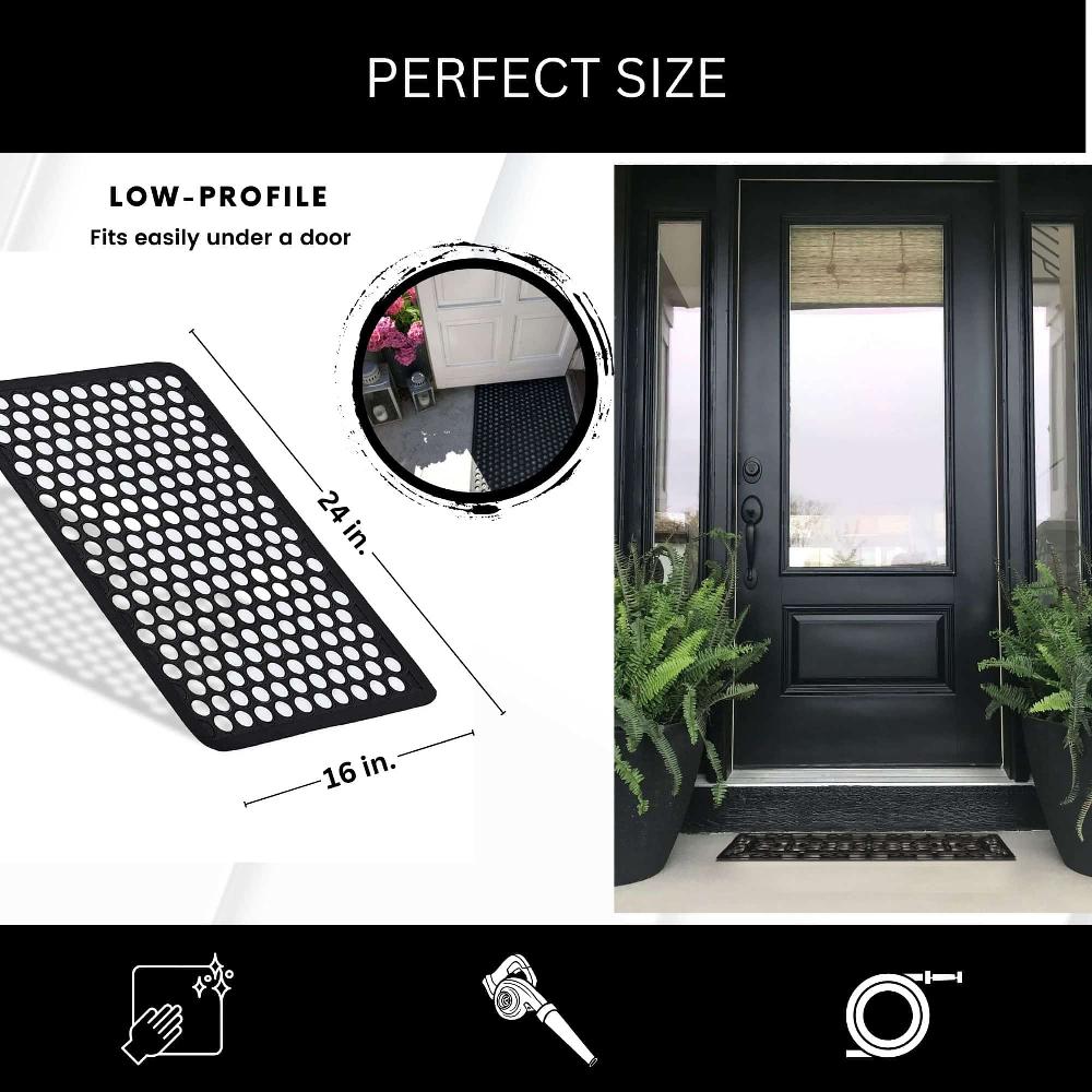 Evideco Outdoor Front Door Mat Harold Railing Rubber Rug 24×16 Black Home Accessories Door Mats Outdoor