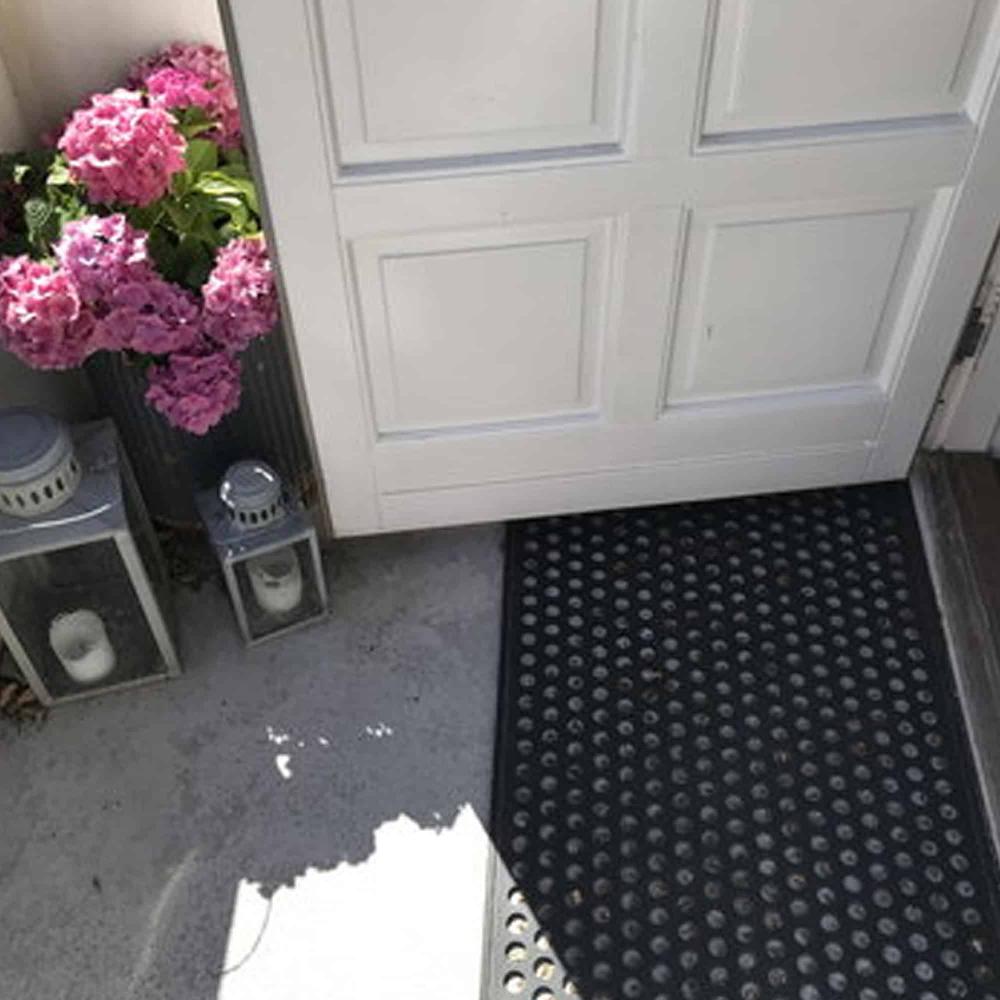 Evideco Outdoor Front Door Mat Harold Railing Rubber Rug 24×16 Black Home Accessories Door Mats Outdoor