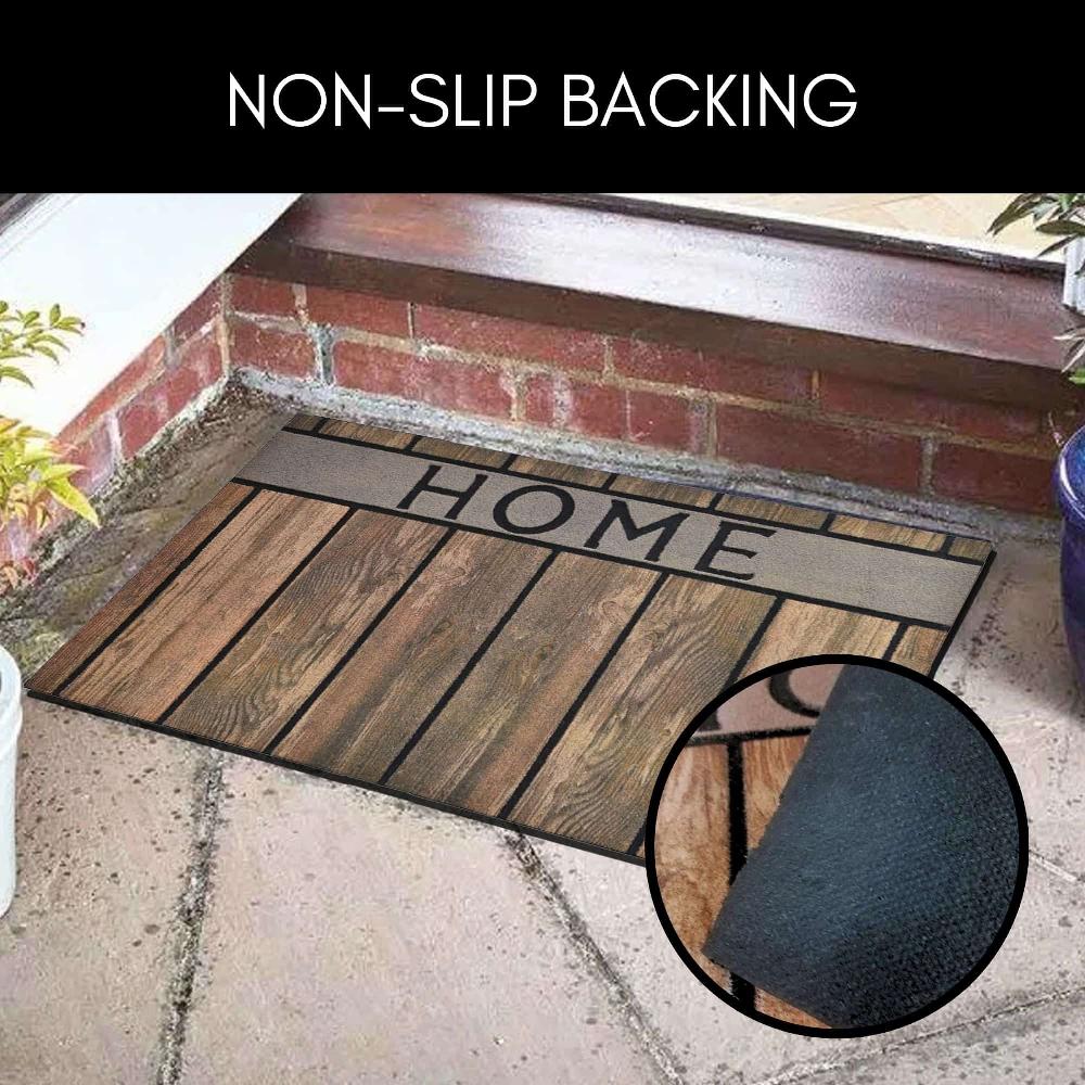 Evideco Outdoor Front Door Mat Home Wood Flooring Rubber Rug 30×18 Brown Home Accessories Door Mats Outdoor