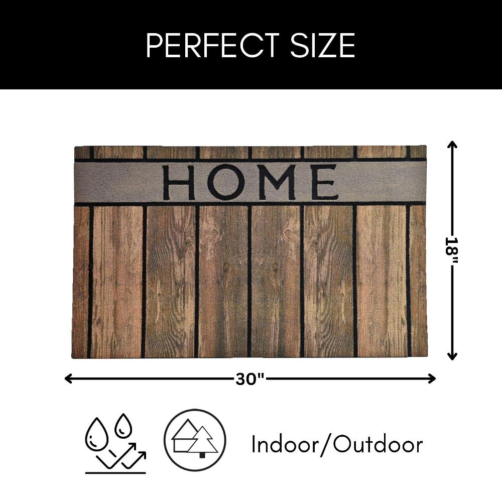 Evideco Outdoor Front Door Mat Home Wood Flooring Rubber Rug 30×18 Brown Home Accessories Door Mats Outdoor
