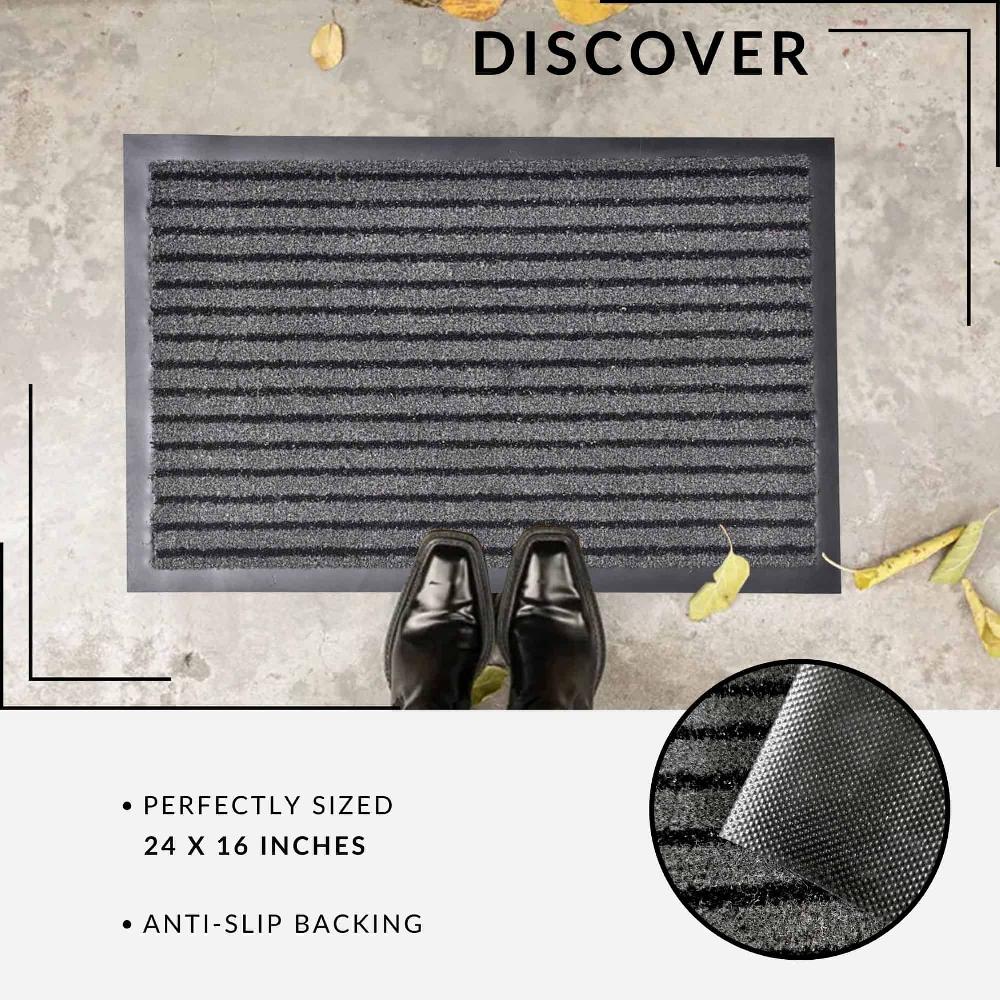 Evideco Outdoor Front Door Mat Mado Polypropylene Rug 24×16 Grey Home Accessories Door Mats Outdoor