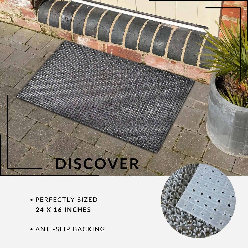 Evideco Outdoor Front Door Mat Pixie Artificial Grass Rug 24×16 Grey Home Accessories Door Mats Outdoor