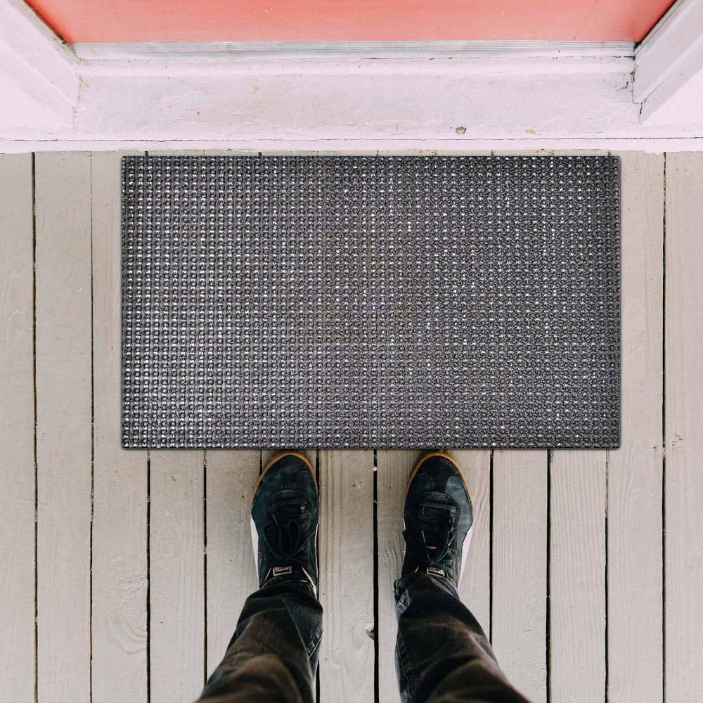 Evideco Outdoor Front Door Mat Pixie Artificial Grass Rug 24×16 Grey Home Accessories Door Mats Outdoor