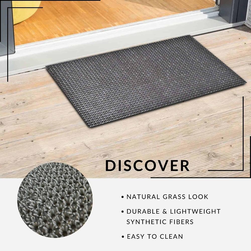 Evideco Outdoor Front Door Mat Pixie Artificial Grass Rug 24×16 Grey Home Accessories Door Mats Outdoor