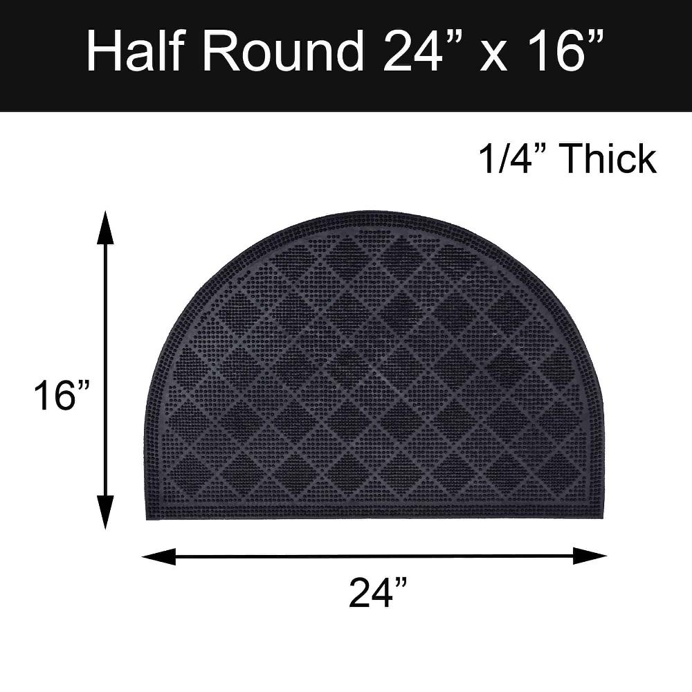 Evideco Outdoor Half Round Front Door Mat Drew Checkerboard Rubber Rug 24×16 Black Home Accessories Door Mats Outdoor