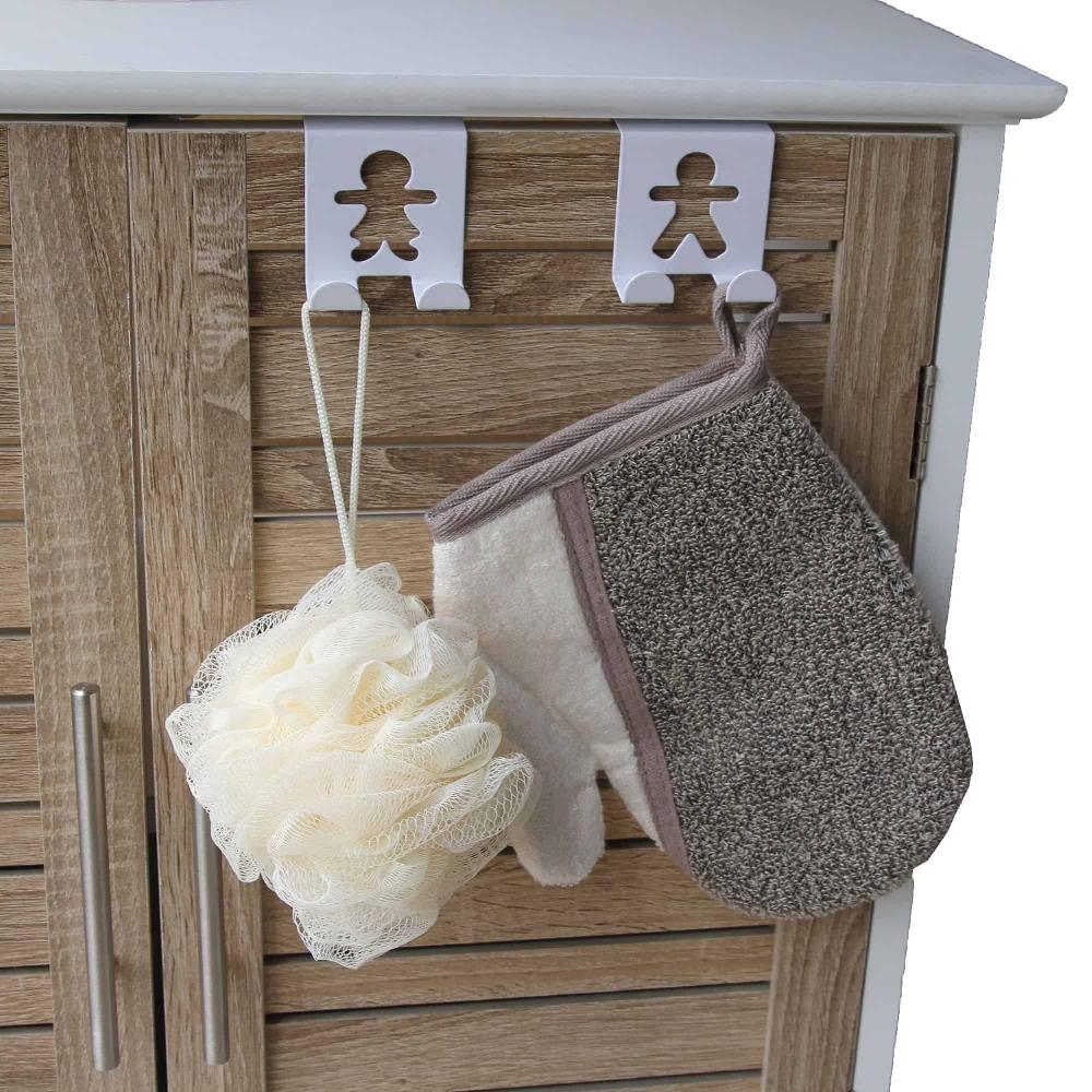 Evideco Over The Cabinet Door Double Hooks – Man Woman Design- Set Of 2 -Metal-White Bathroom Storage & Furniture Hooks & Rails Hooks And Rails Over The Door