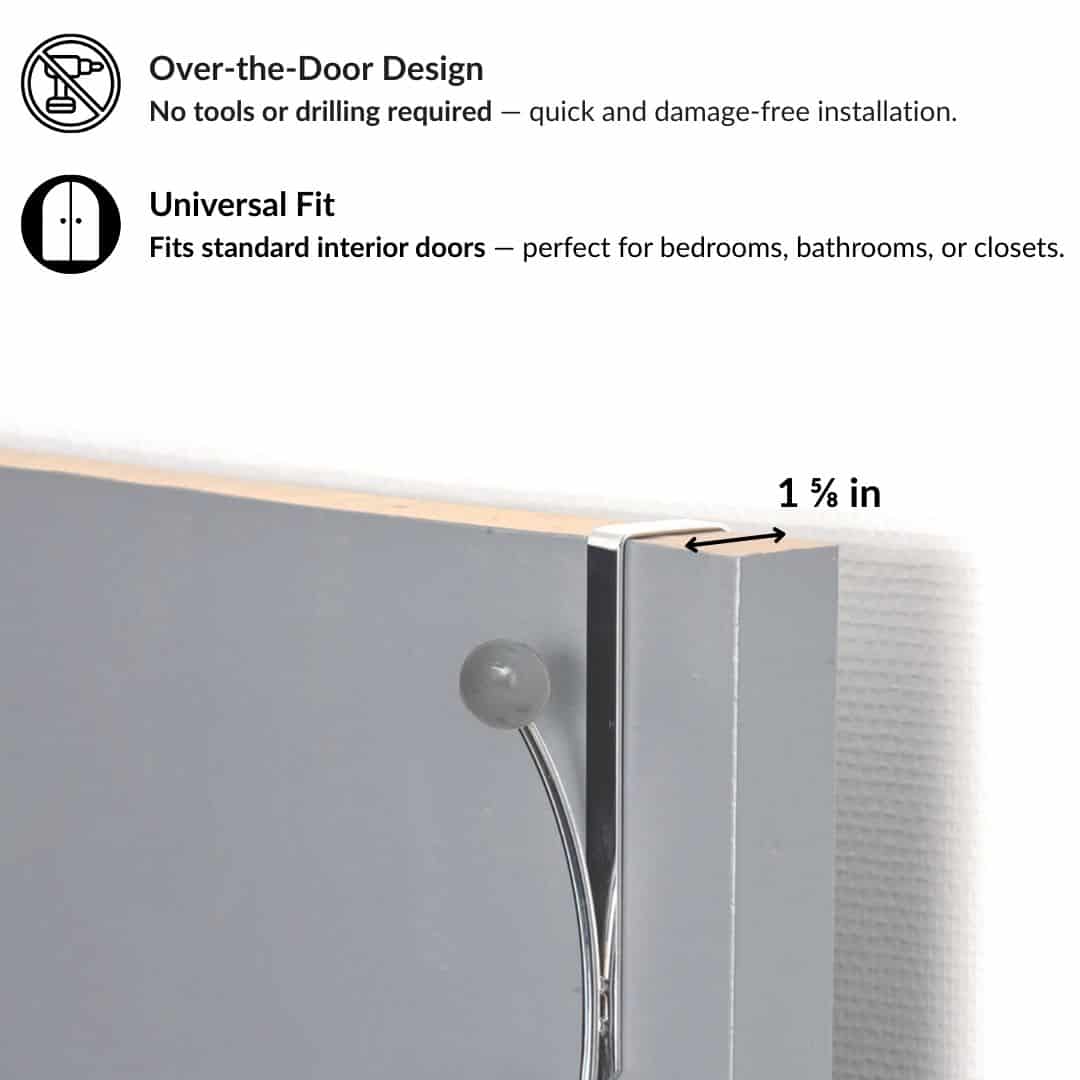 Evideco Over The Door Hook Rack Chrome Finish With 2 Gray Ball Ends Bathroom Storage & Furniture Hooks & Rails Hooks And Rails Over The Door