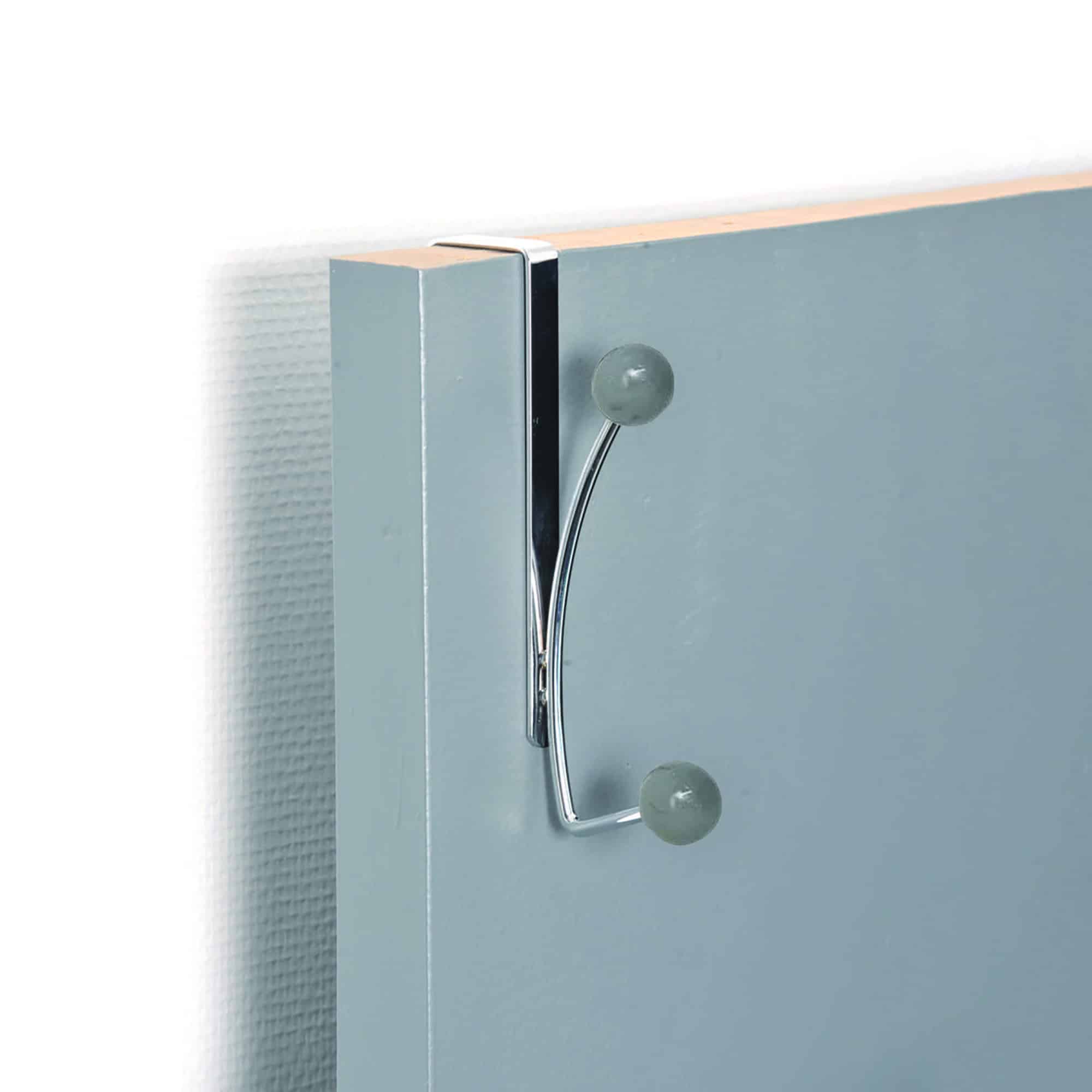 Evideco Over The Door Hook Rack Chrome Finish With 2 Gray Ball Ends Bathroom Storage & Furniture Hooks & Rails Hooks And Rails Over The Door