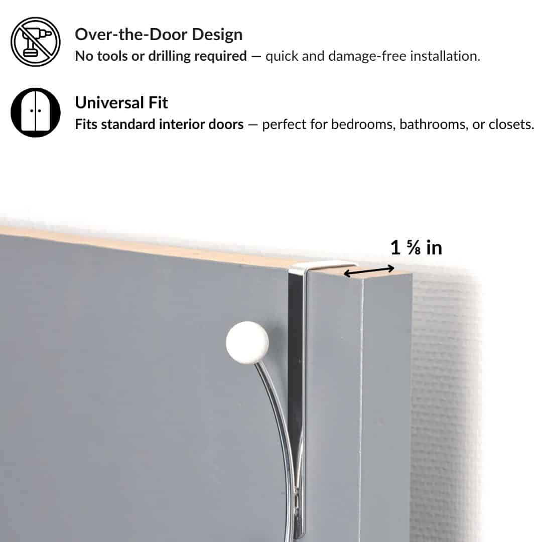 Evideco Over The Door Hook Rack Chrome Finish With 2 White Ball Ends Bathroom Storage & Furniture Hooks & Rails Hooks And Rails Over The Door