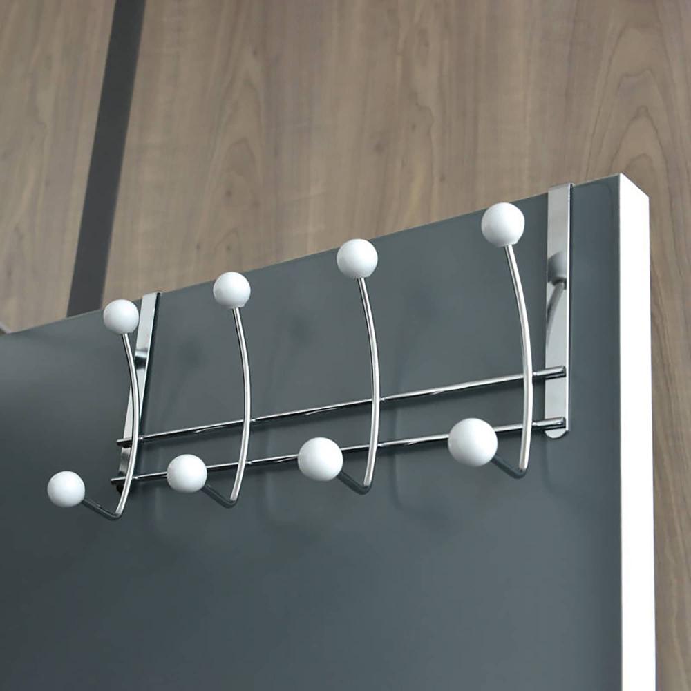 Evideco Over The Door Hook Rack Chrome Finish With 8 White Ball Ends Bathroom Storage & Furniture Hooks & Rails Hooks And Rails Over The Door