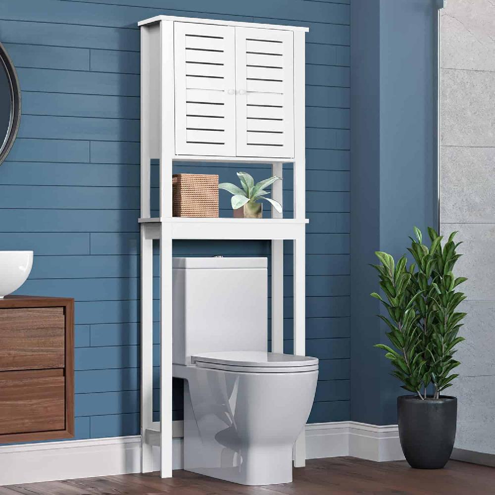 evideco Over The Toilet Storage Cabinet with Double Vented Doors and Open Shelf Santorin Collection Bathroom Storage & Furniture Over The Toilet Space Savers