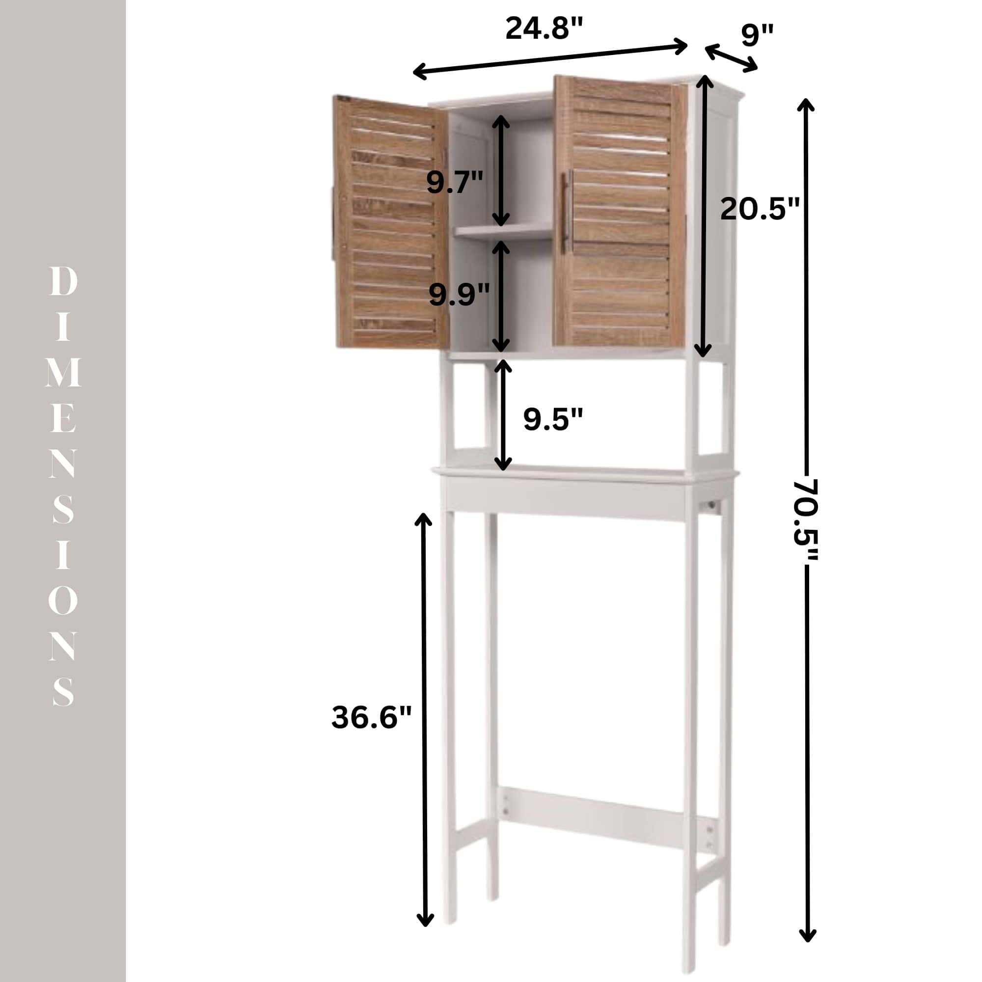 Evideco Over The Toilet Storage Cabinet With Dual Doors And Open Shelf Space-Saving Bathroom Storage Cabinet – Stockholm Collection Bathroom Storage & Furniture Over The Toilet Space Savers