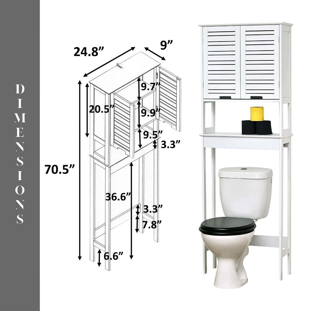 Evideco Over The Toilet Storage Cabinet With Dual Doors And Open Shelf Space-Saving Bathroom Storage Cabinet – Miami Collection Bathroom Storage & Furniture Collection Miami