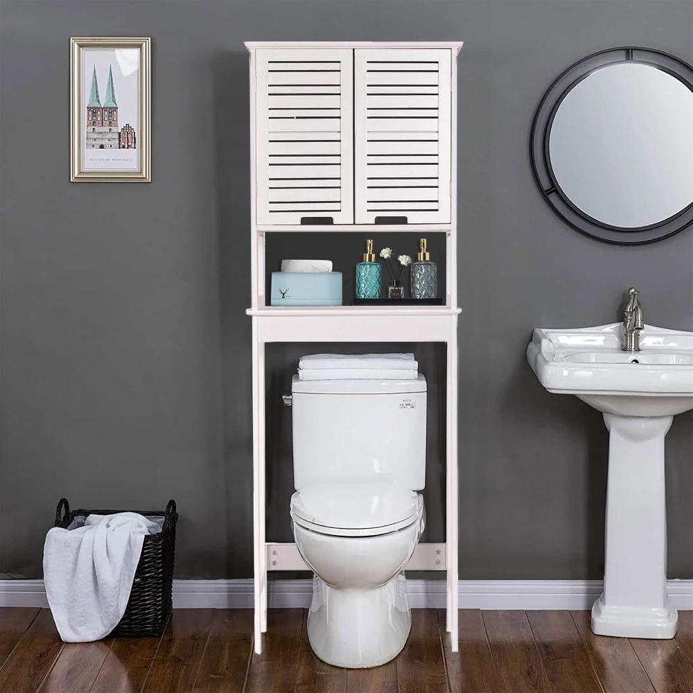 Evideco Over The Toilet Storage Cabinet With Dual Doors And Open Shelf Space-Saving Bathroom Storage Cabinet – Miami Collection Bathroom Storage & Furniture Collection Miami