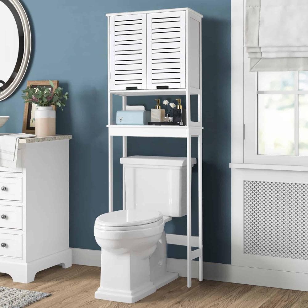 evideco Over The Toilet Storage Cabinet with Dual Doors and Open Shelf Space-Saving Bathroom Storage Cabinet – Miami Collection Bathroom Storage & Furniture Collection Miami