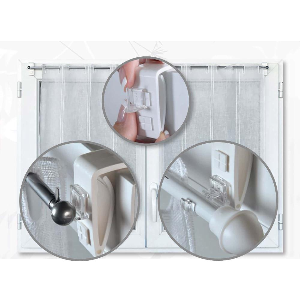 evideco Over-The-Window Cafe Rod Brackets – Set of 2 – White Home Accessories Kitchen & Cafe Rods