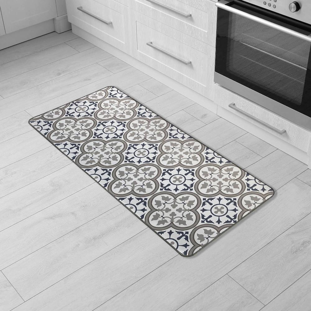 evideco Paco Printed Kitchen Runner Mat 47″ x 20″ – Blue & Gray Tile Design – Stylish & Durable – Ideal for Homeowners & Renters – Non Slip & Comfort Floor Mat Home Accessories Kitchen Mats