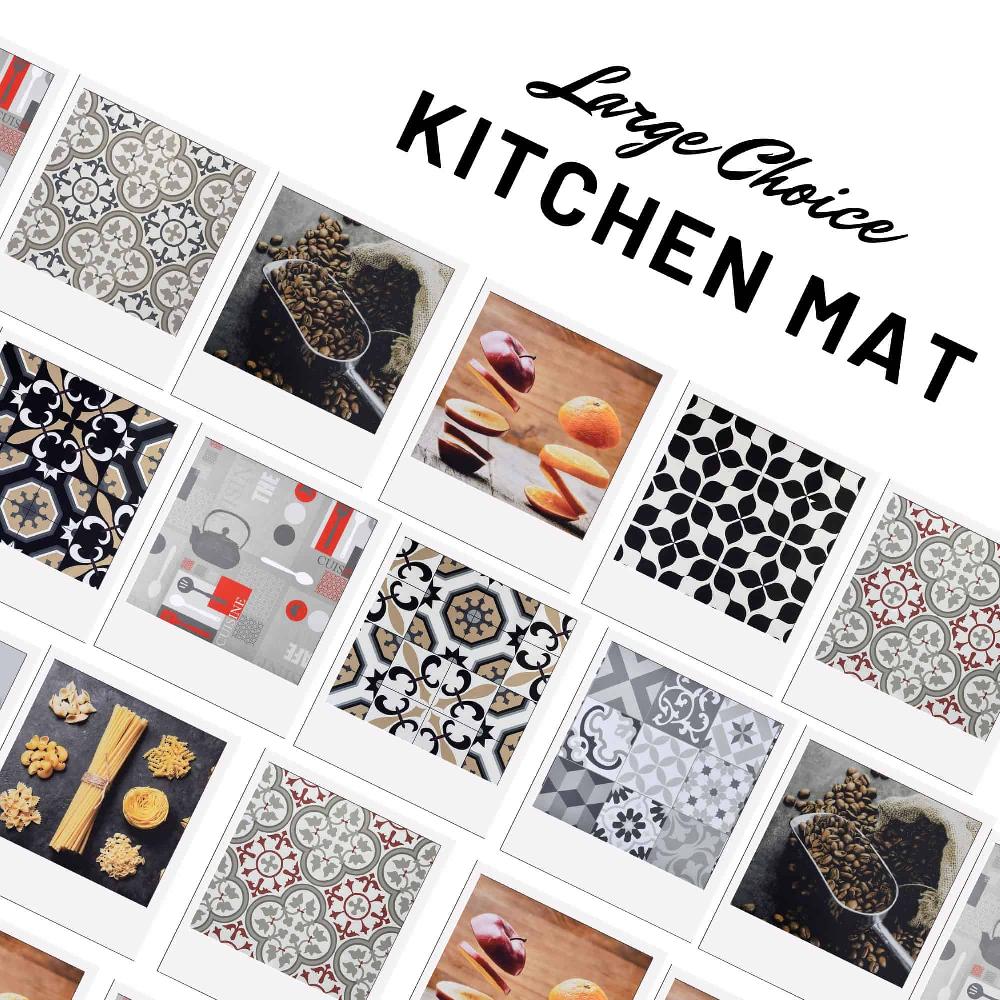 Evideco Paco Printed Kitchen Runner Mat 47″ X 20″ – Red & Gray Tile Design – Stylish & Durable – Ideal For Homeowners & Renters – Non Slip & Comfort Floor Mat Home Accessories Kitchen Mats